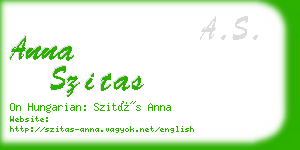 anna szitas business card